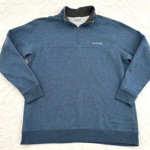 Columbia Men’s 1/4 Zip Pullover Size XXL Blue Sweatshirt Fleece Lined Sweater